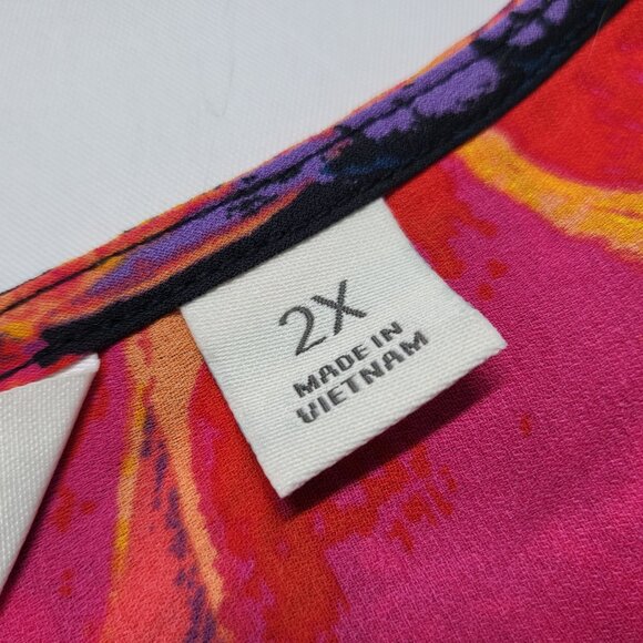 Beautiful by Lawrence Zarian Womens Tunic Top 2X Plus Floral 3/4 Sleeve Multicor - Picture 5 of 15